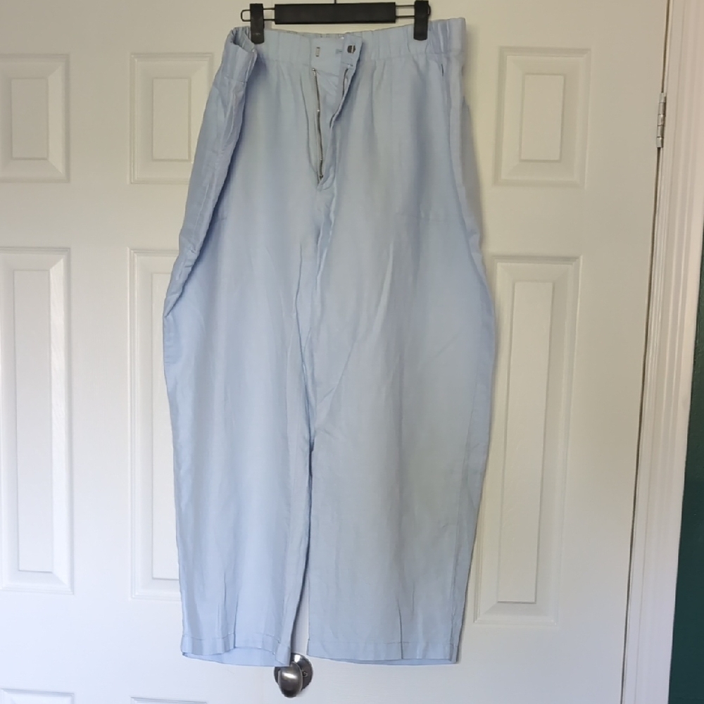 Light Blue Gap Women's Linen Crop Pants